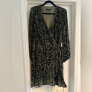 Alex Marie - Animal Print velvet burnout wrap dress